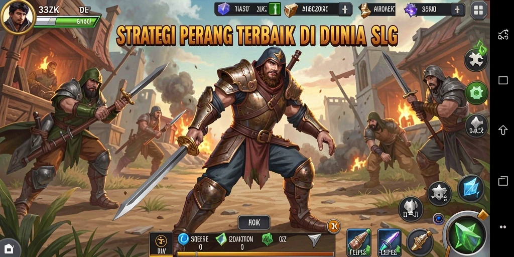 Tampilan gameplay mendebarkan di dunia strategi SLG.