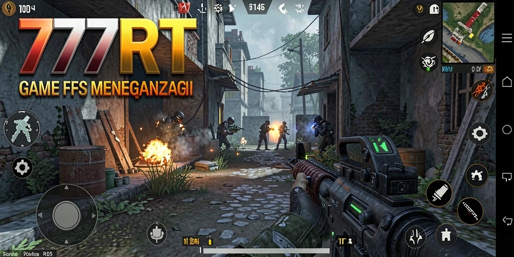 Screenshot menampilkan aksi seru dalam gameplay FPS 777RT.
