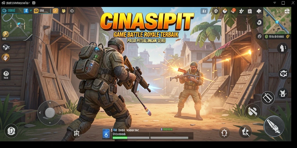 Screenshot utama CINASIPIT menampilkan aksi seru dalam pertempuran Battle Royale.