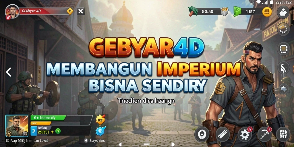 Tampilan gameplay GEBYAR4D yang menggambarkan keseruan membangun bisnis.
