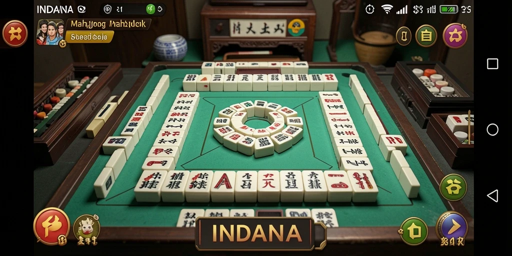 Gameplay seru INDAAA dengan desain ubin Mahjong yang menarik.