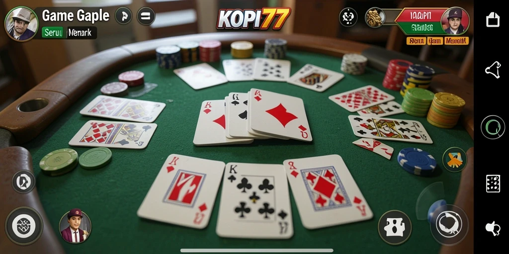 Tampilan gameplay KOPI77 dengan pemain bersaing dalam permainan Gaple.