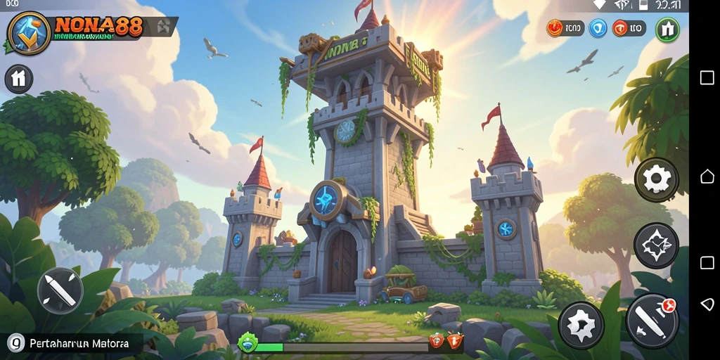 Screenshot NONA88 memperlihatkan aksi seru dalam gameplay Tower Defense.