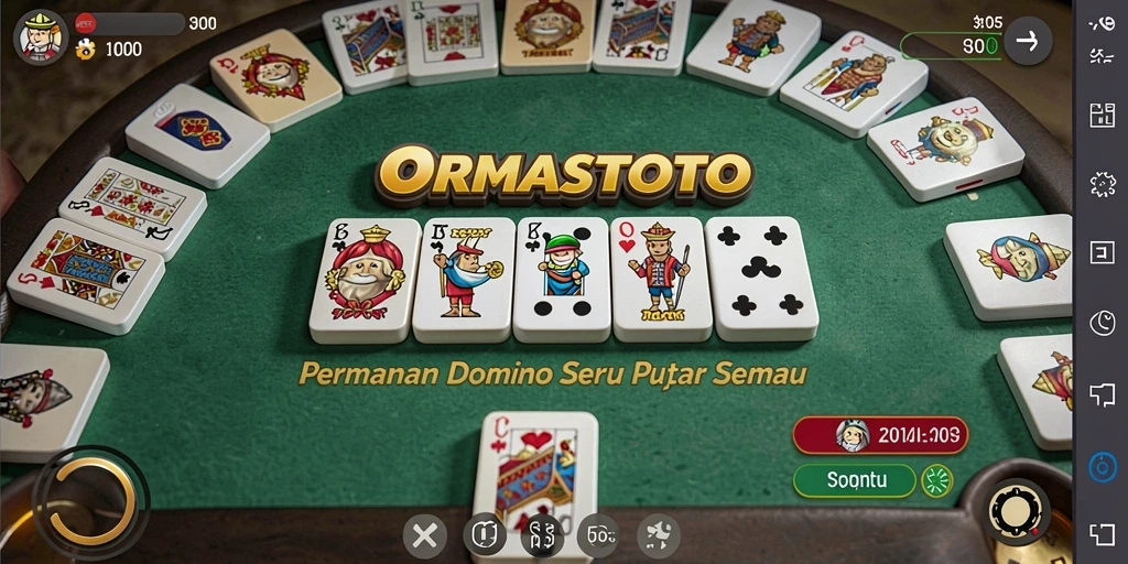 Tampilan utama gameplay domino ORMASTOTO yang seru dan interaktif.