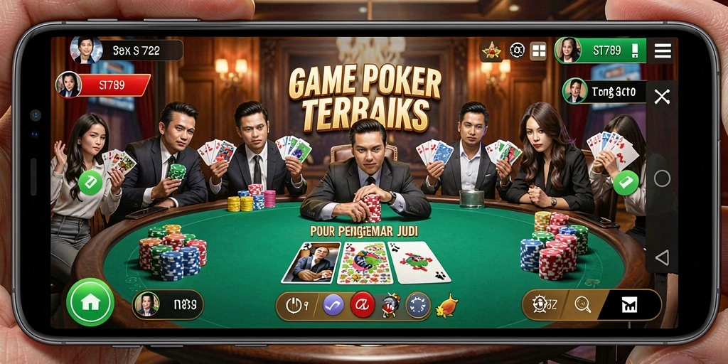 Tampilan menarik dari gameplay poker yang mendebarkan di ST789.