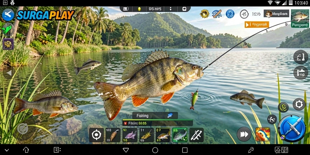 Tangkapan terbaik dalam gameplay SURGAPLAY menampilkan momen memuaskan saat memancing.
